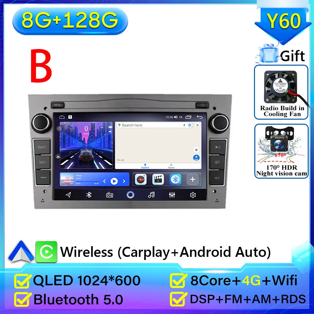 Car Radio Android Auto For Opel Corsa C D Vivaro Astra H J Vectra Antara Zafira Mer additional angle