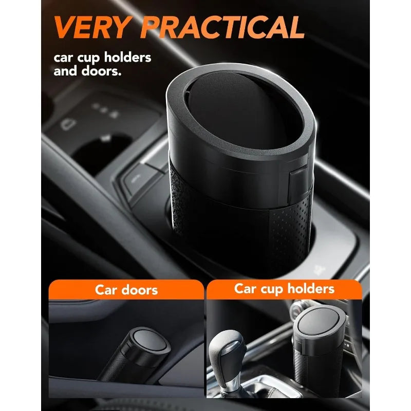 Car Trash Can (with Lid) Auto Dust Organizer with Garbage Bags Small Car Trash Bin Ca alternate view