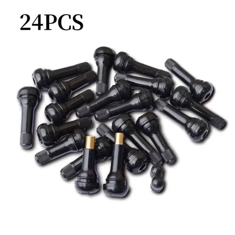 Black TR414 Tubeless Car Tire Valve Stems with Caps | Snap-in Rubber Tire Valve Stem Cov detail view