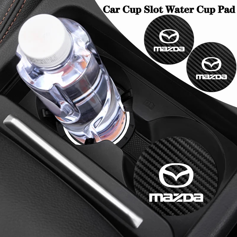 2Pcs Car Interior Leather Coaster Anti-noise Water Cup Pad for Mazda 3 CX5 CX30 MX5 additional angle