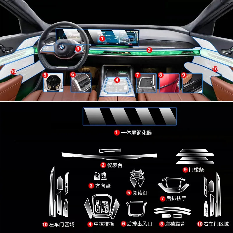 For BMW G70 I7 Series 7 2026 2025 PPF Protection Film Transparent TPU LCD Navigatio additional angle