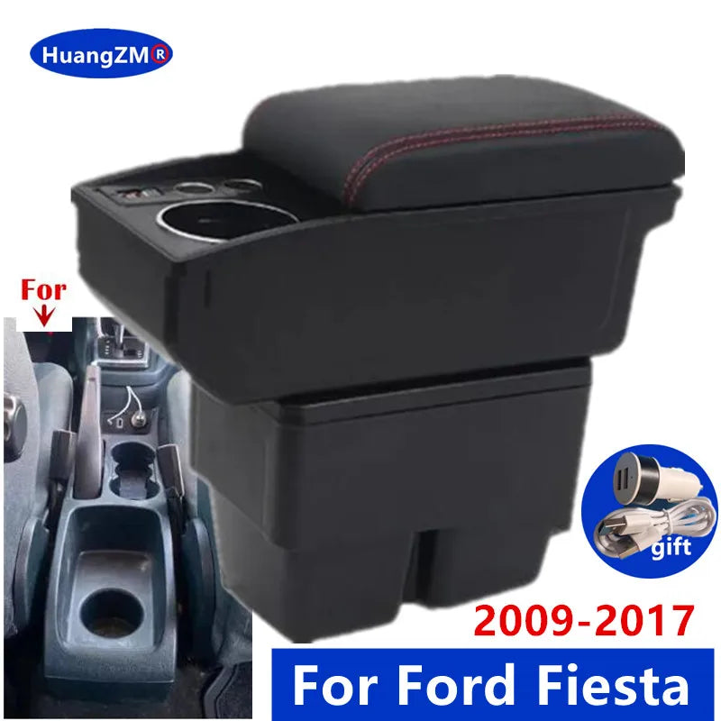 For Ford Fiesta Armrest Box For Ford Fiesta MK7 Car Armrest 2009-2017 Storage Box Interior Dedicated Retrofit Car Accessories
