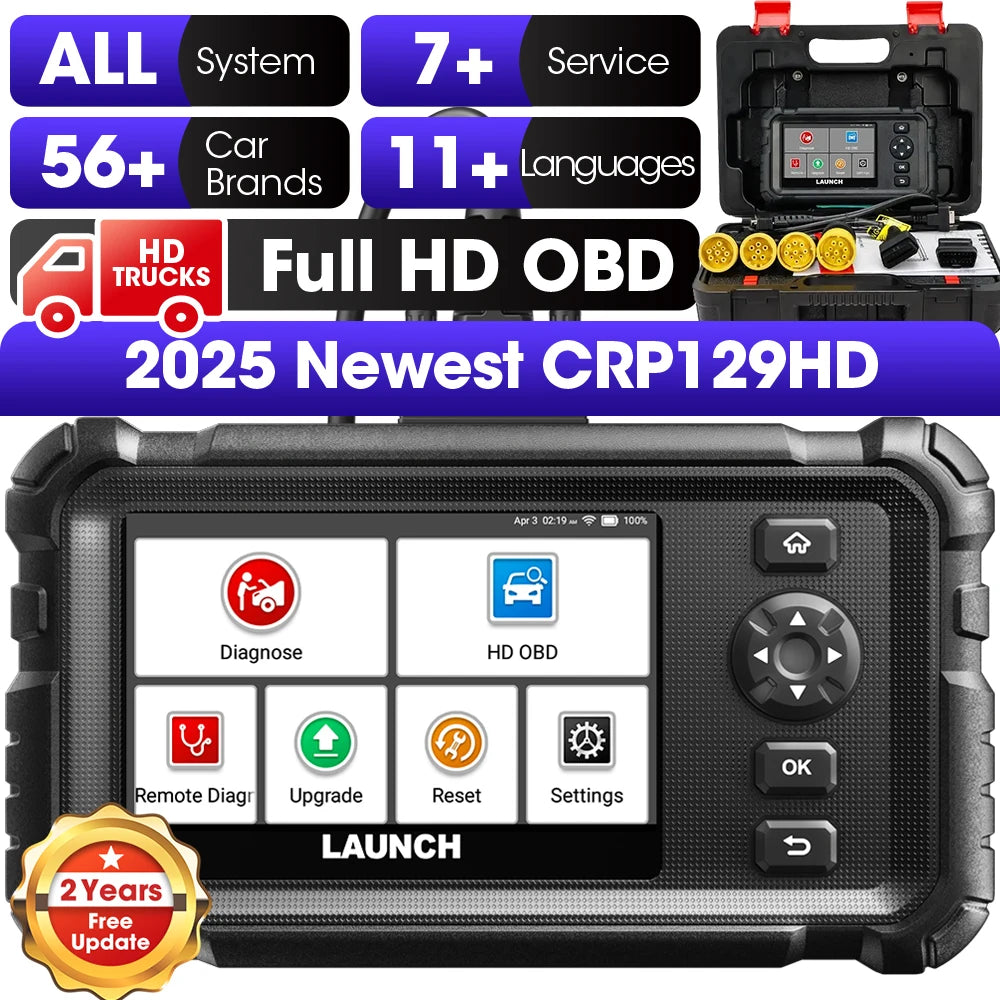 LAUNCH CRP129 HD Heavy Duty Truck Scanner Full System Diesel Scan Tool Global Version 24V Trucks Dia
