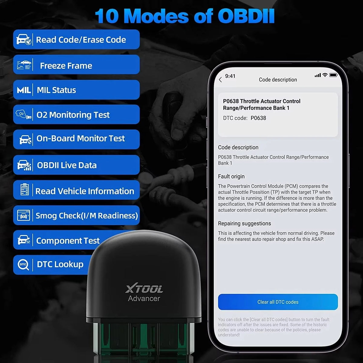 XTOOL AD20PRO OBD2 Scanner Check Engine Light IOS & Android Car Diagnostic Tool Battery Test Code Reader Lifetime Free Update
