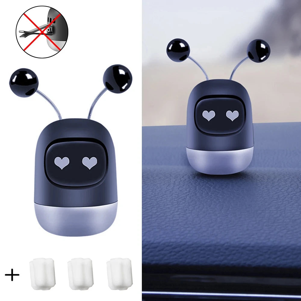 Car Air Freshener Auto Creative Mini Robot Air Vent Clip Parfum Flavoring Ventilation close-up view