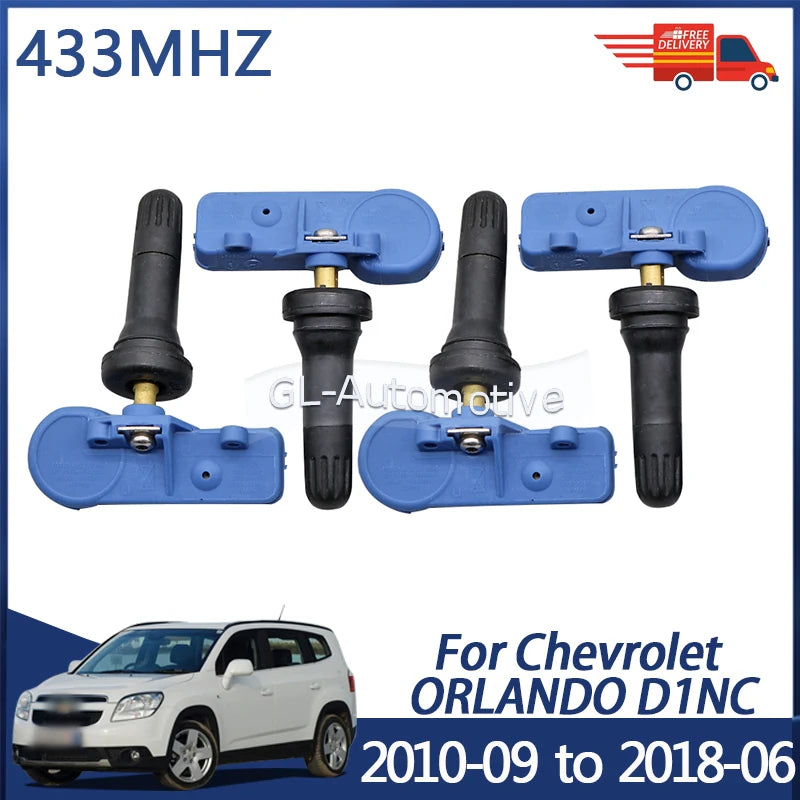 4PCS 433MHz Tire Pressure Monitoring Sensor TPMS Sensor for Chevrolet Orlando 2010-2018 13581561