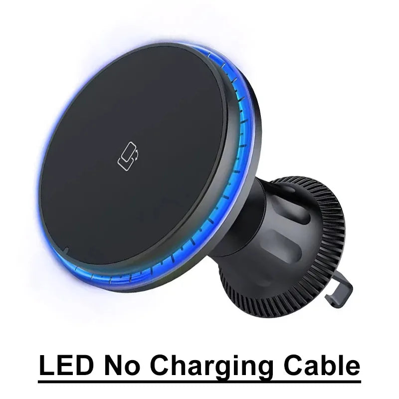 VIKEFON Magnetic Car Wireless Charger | LED/RGB Fast Charging Mount for iPhone 12-15 P close-up view