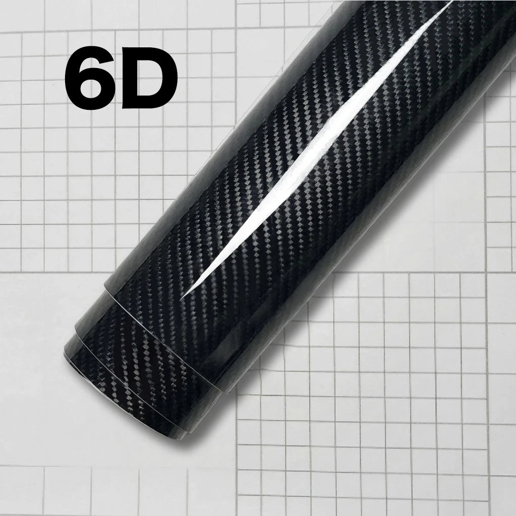 1-6m Carbon Fiber Car Body Vinyl Wrap Matte Accessories Glossy Black Sticker 3D 4D 5D close-up view