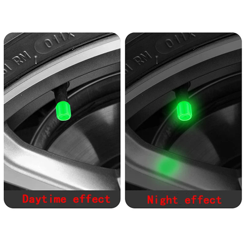 Luminous Tire Valve Caps 6 Colors Car Motorcycle Glowing Valve Cover Car Tire Wheel H lifestyle view