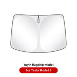 Tesla Model Y 3 Front Window Sunshade | UV Protection Glass Roof Skylight Visor close-up view
