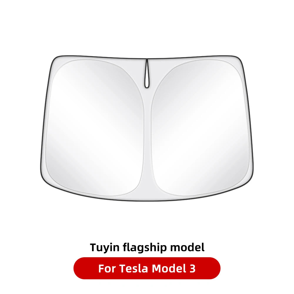 Tesla Model Y 3 Front Window Sunshade | UV Protection Glass Roof Skylight Visor close-up view