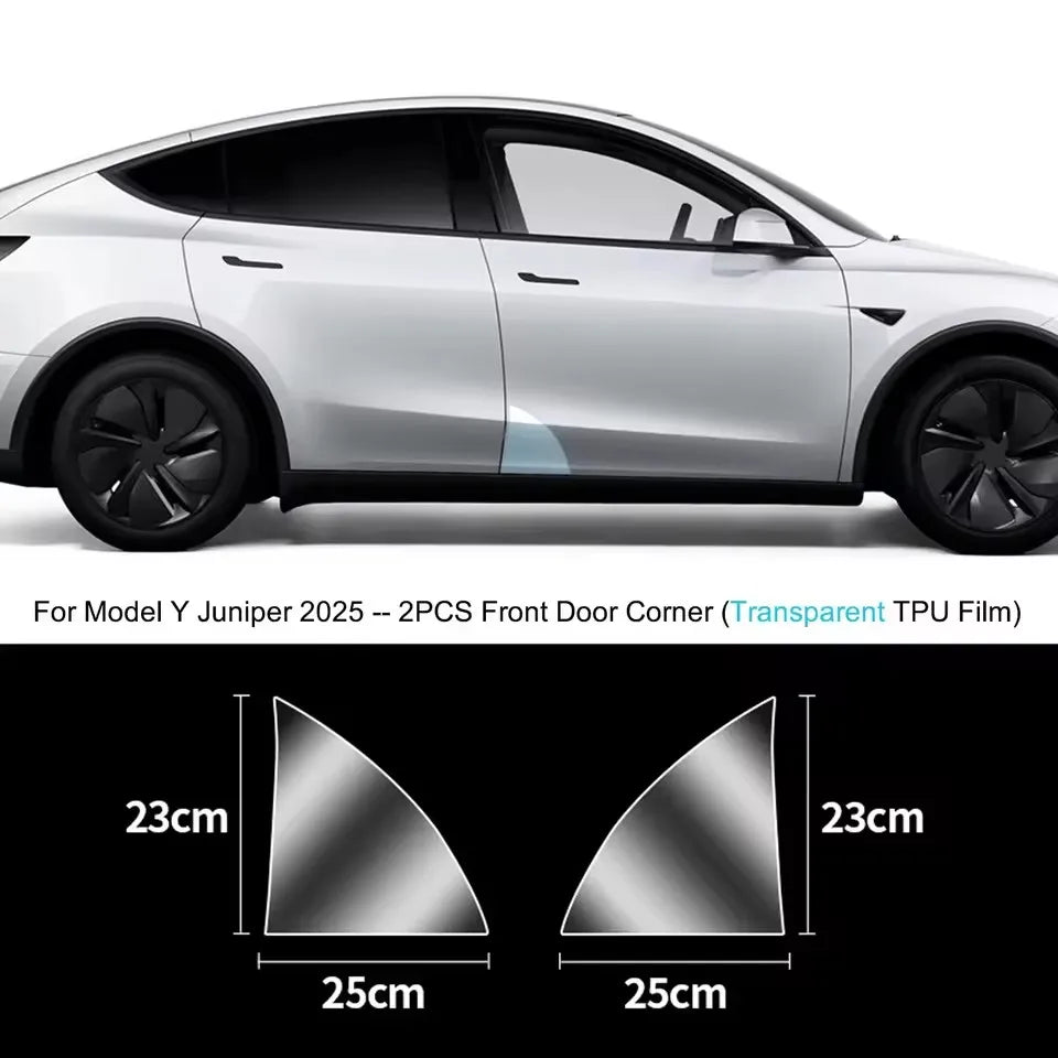 TPU Transparent Film for Tesla Model Y Juniper 2025 | Front Rear Door Car Body Protect close-up view
