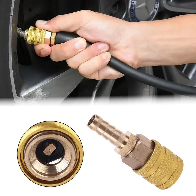 8mm Leakproof Tire Inflation Quick Connector | Brass Air Fitting Adapter alternate view