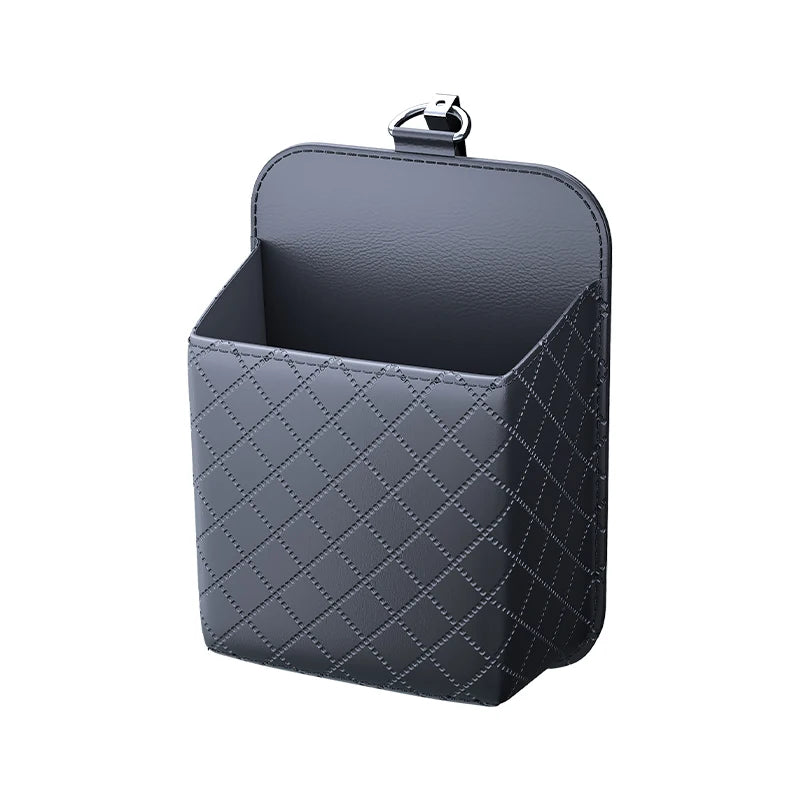 PU Leather Car Air Vent Organizer - Hanging Storage Box for Phone, Coins, Sunglasses & S detail view