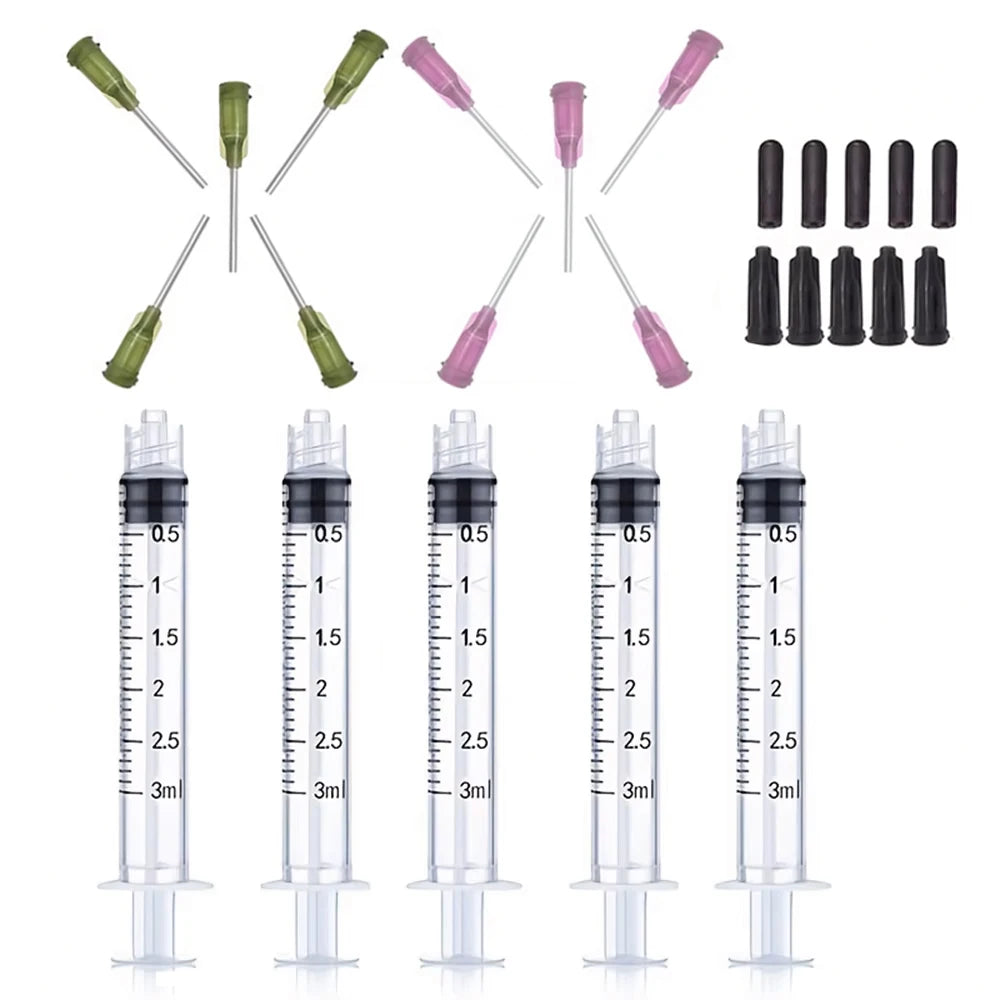 5Pcs/Set Glue Applicator Syringe with Blunt Tip Needle and Cap for Liquids, Glues, Inks, Perfumes an