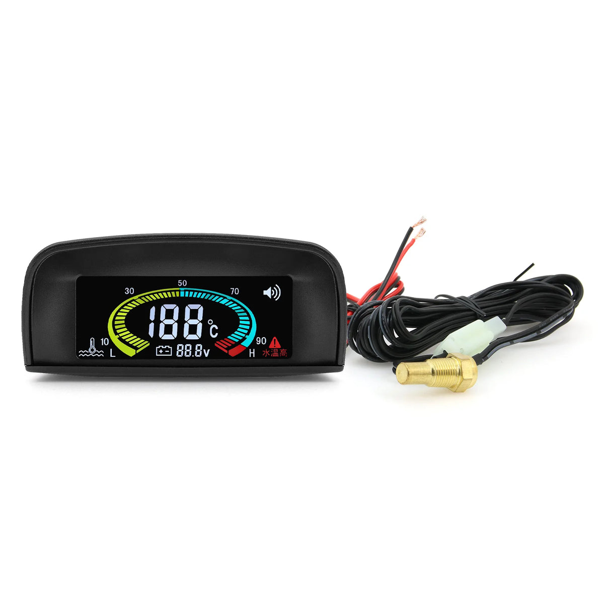 HD Universal Water Temperature Voltmeter Gauge | 2 in 1 Digital Car Gauge with Temp additional angle