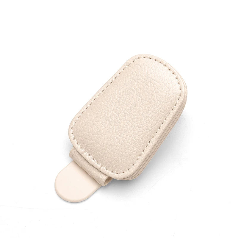 Leather Sunglasses Holder Car Sun Shade Clip alternate view