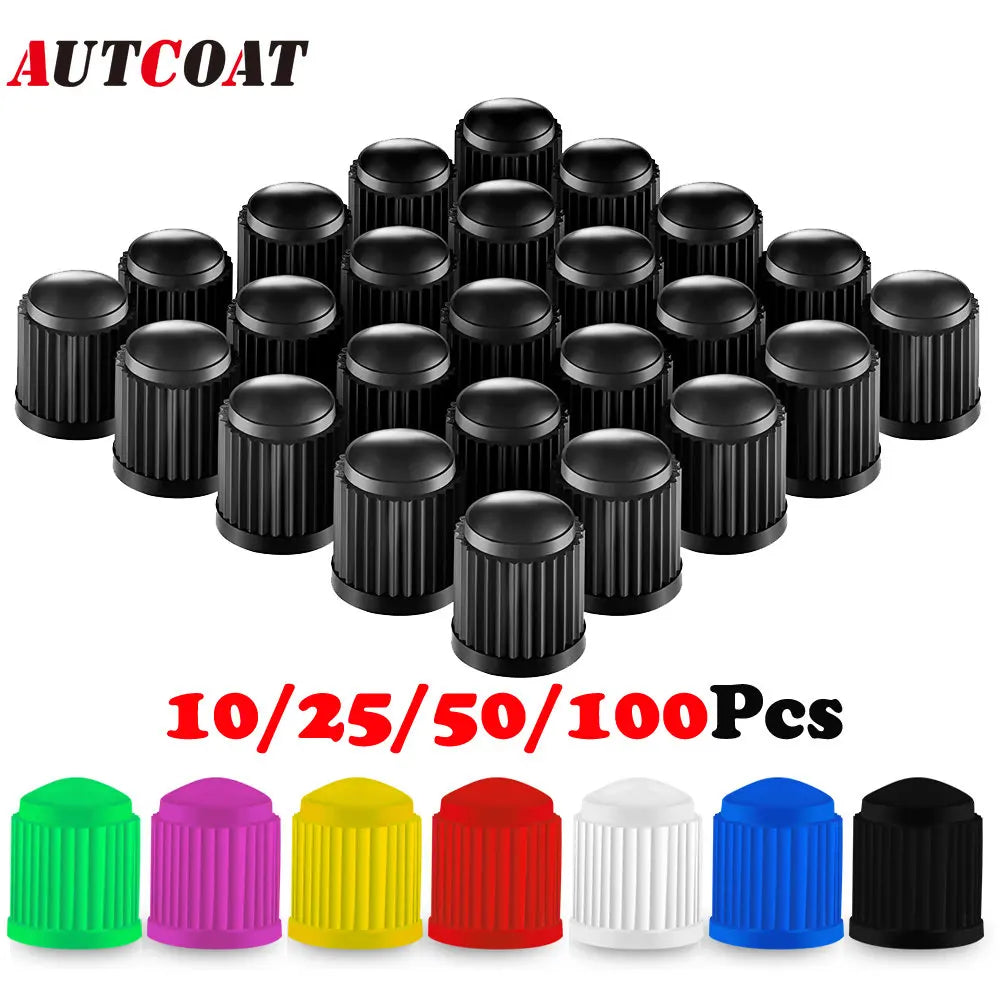 AUTCOAT Tire Stem Valve Caps | Universal Plastic Valve Covers for Cars, Trucks, Bikes