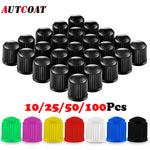 AUTCOAT Tire Stem Valve Caps | Universal Plastic Valve Covers for Cars, Trucks, Bikes