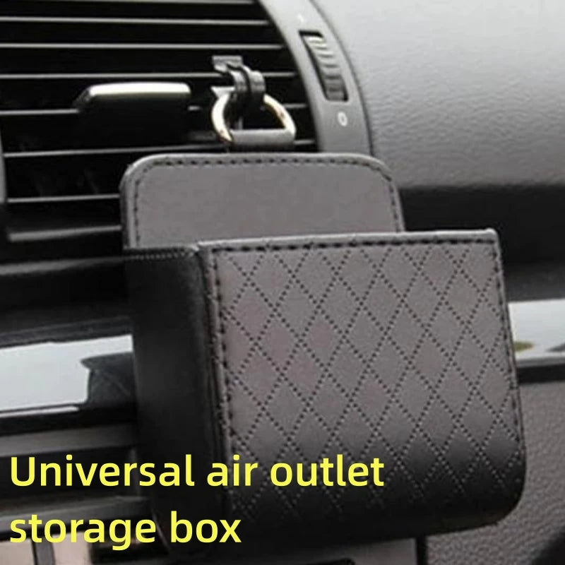 Car Air Vent Storage Organizer | Leather Dashboard Tidy Box for Glasses and Phone