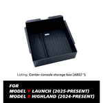 TESY for Tesla Model YL Y Juniper Launch Model 3 Highland Console Armrest Storage Box Organizer Flocking ABS with Silicone Pad