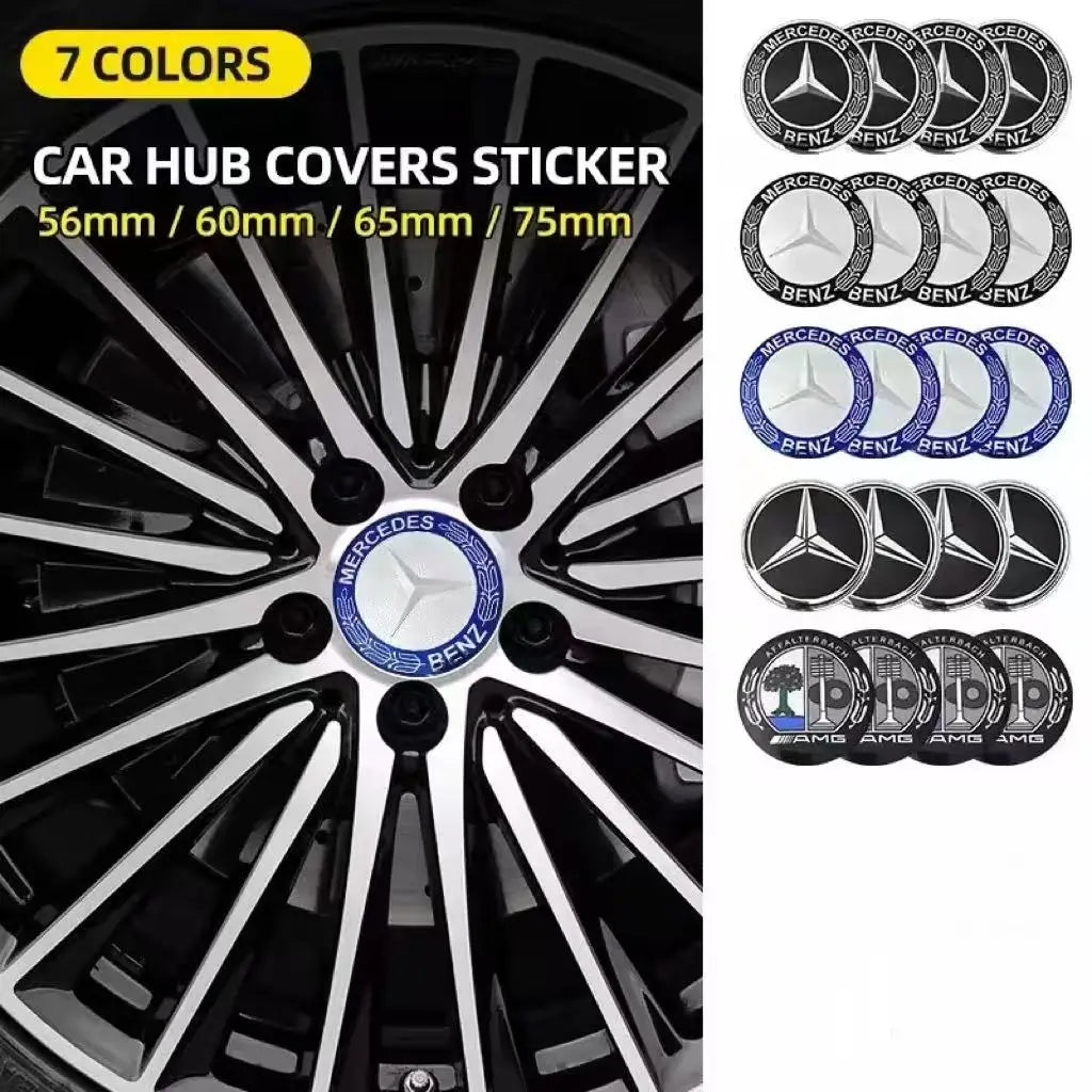 4PCS 56/60/65/75mm Car Wheel Center Hub Cap Emblem Sticker For Mercedes Benz W204 W20 lifestyle view