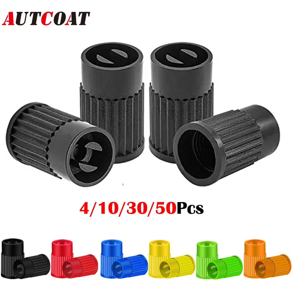 Plastic Tire Valve Caps with Built-in Valve Core Remover | Universal Stem Covers for Cars, Bikes, Tr