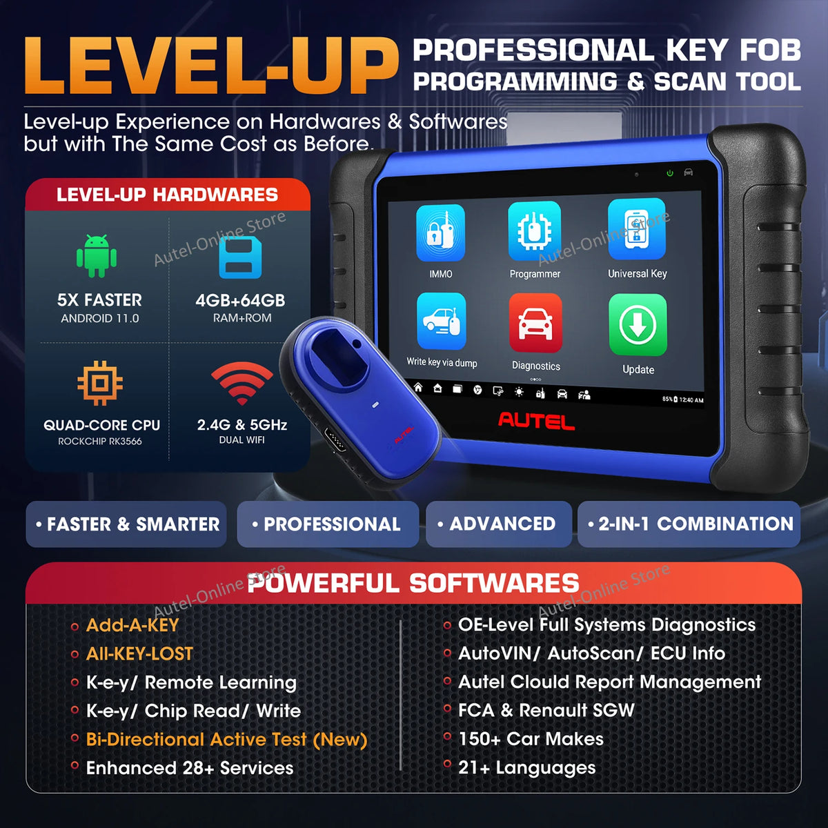 Autel MaxiIM IM508S IMMO Programming Diagnostic Tool OBD2 Auto Automotive Scanner All-in-One Key Programmer, Up Of IM508 KM100