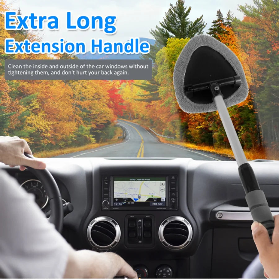 Car Window Cleaner Brush | Extendable Microfiber Windshield Tool