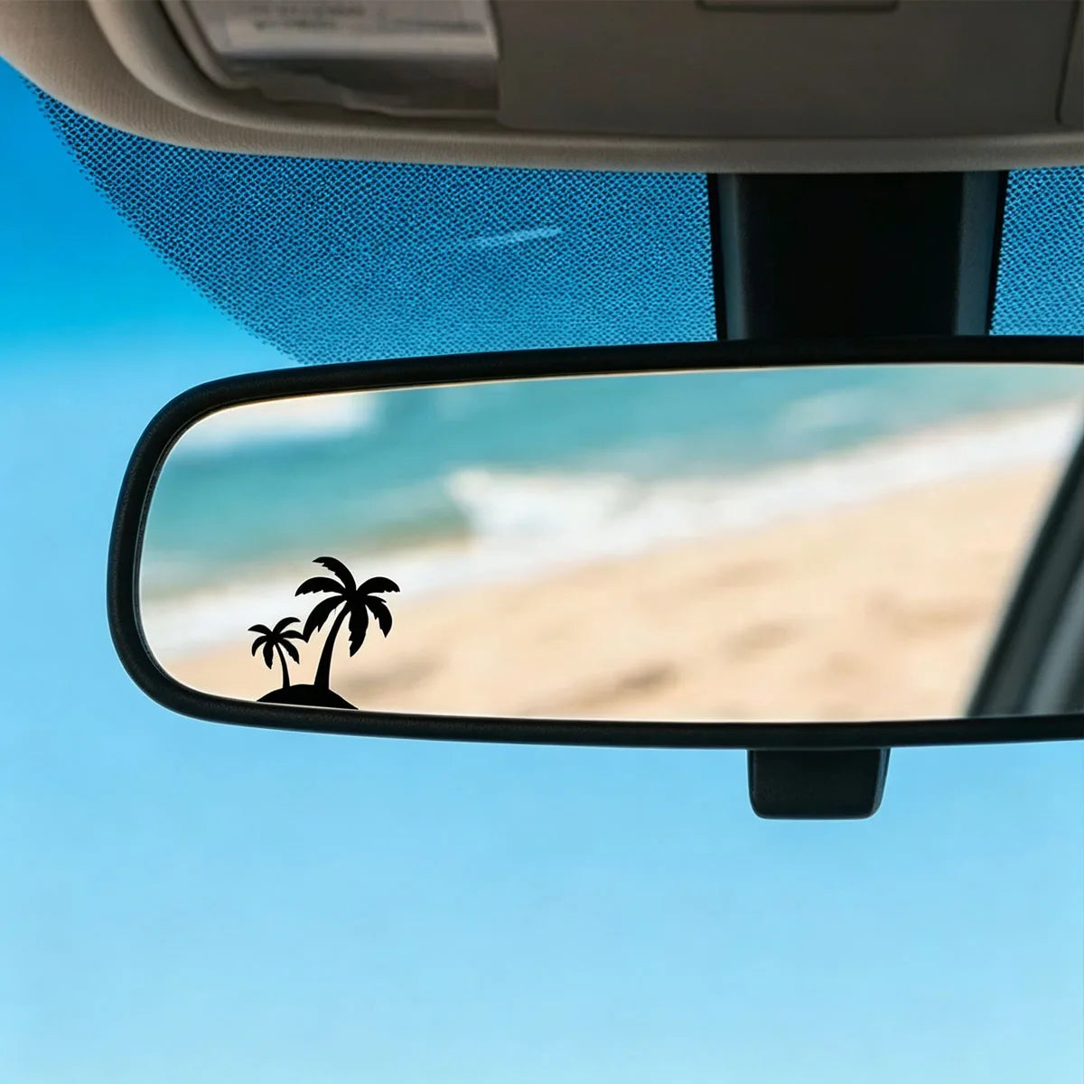 palm tree Decal Waterproof Sticker Car Rearview Mirror Windshield Side Window Sun Visor Ocean Beach Vinyl universal Fit Auto