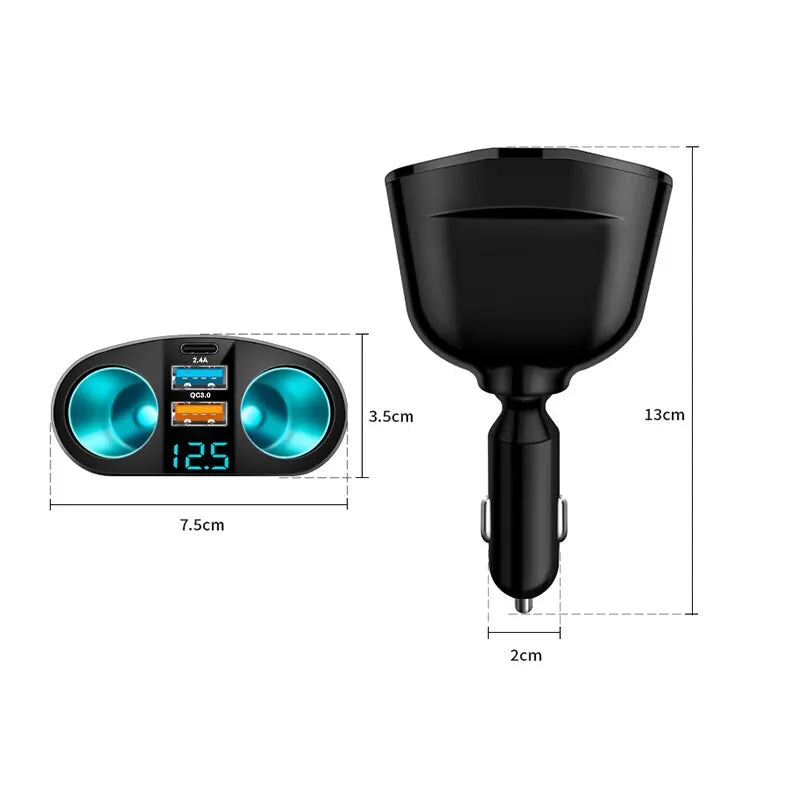 Multiple Devices Can Be Charged at the Same Time with Digital Display Car Charg Dua additional angle