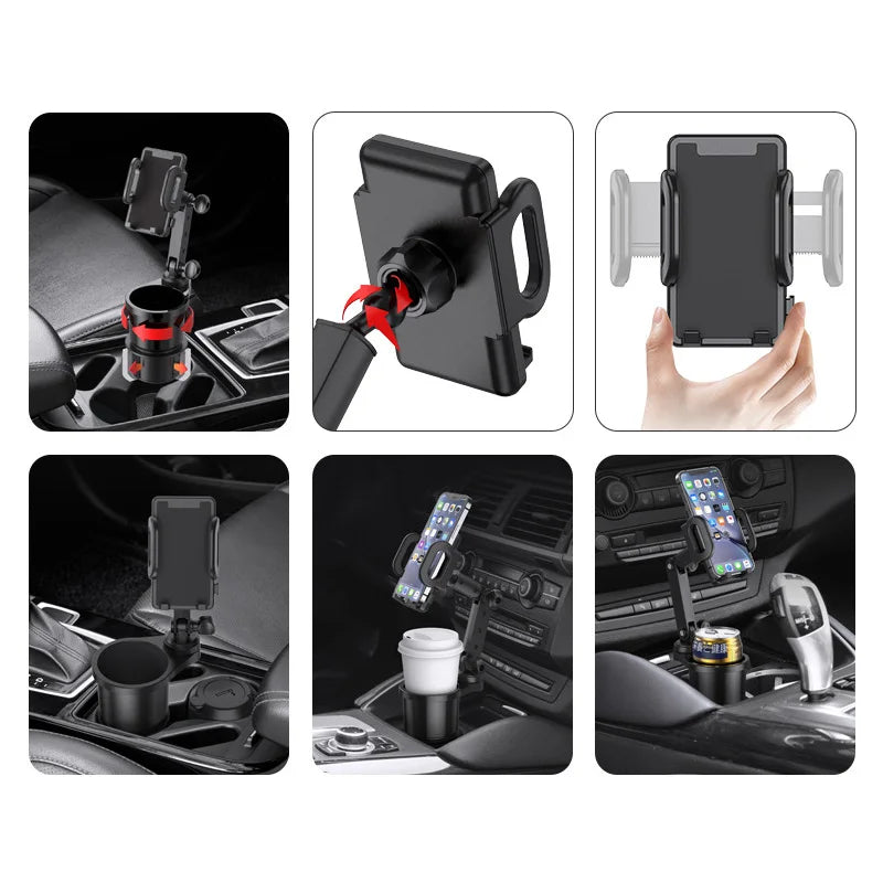 Car Cup Holder Mount Expander with Car Cell Phone Holder 2 in 1 Multifunctional Car Cu close-up view