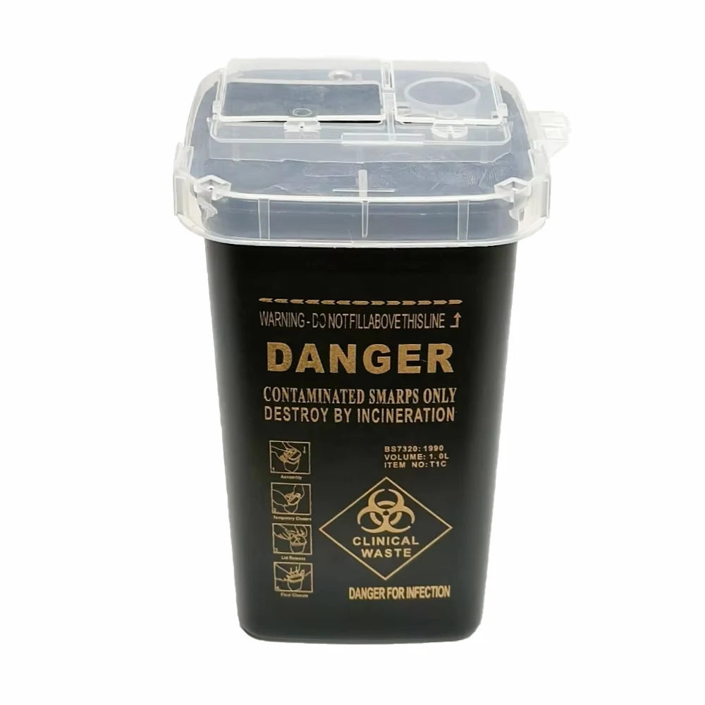 1L Tattoo Sharps Collection Bucket Eyebrow Trimmers Glass Fragments Storage Box Needle D detail view