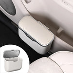 Car Trash Can with Lid Button | PU Leather Hanging Auto Interior Organizer