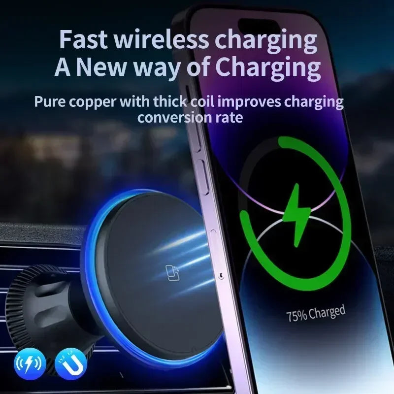 Magnetic Car Wireless Charger RGB For iPhone 12-15 Series | Vent Clip lifestyle view