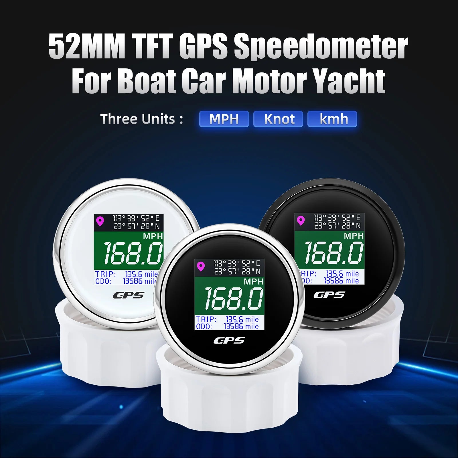 Waterproof Digital GPS Speedometer with LCD Odometer | Adjustable Speed Gauge for Marine and Auto