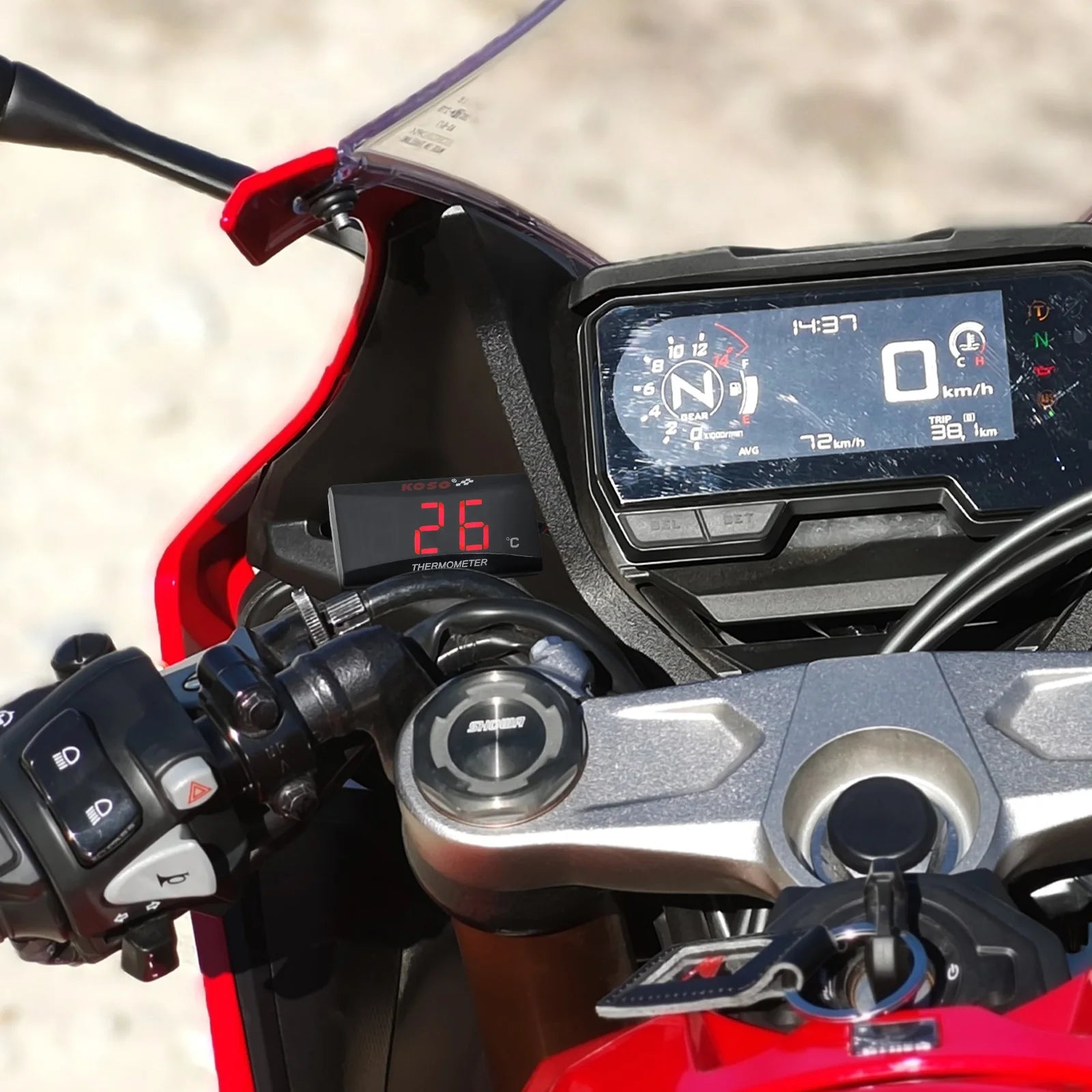 Motorcycle Water Temperature Gauge | Mini Temp Meter for Koso Sensor Compatible additional angle