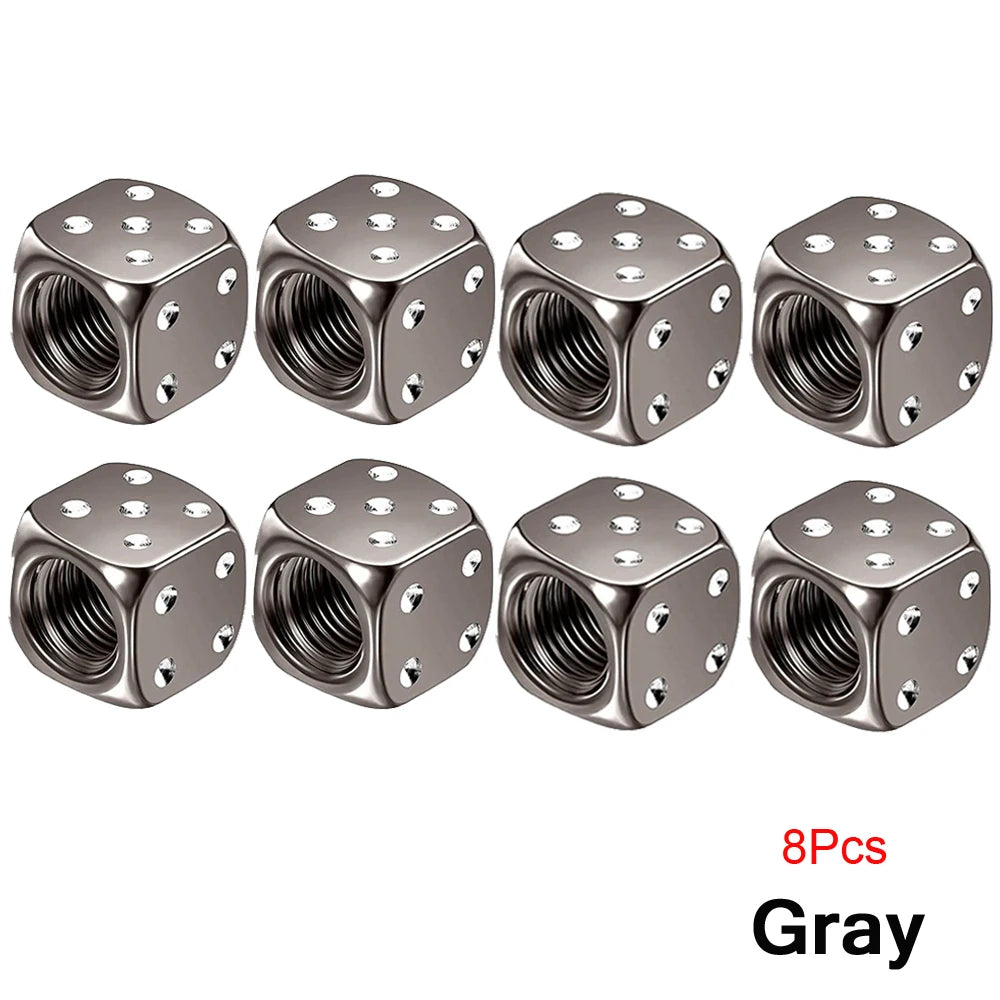 AUTCOAT Aluminum Tire Valve Caps | Dice Wheel Stem Dust Cover for Car Truck Motorcycl lifestyle view