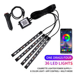 Neon LED Car Interior Ambient Foot Strip Light Kit Accessories RGB Backlight Remote Ap close-up view