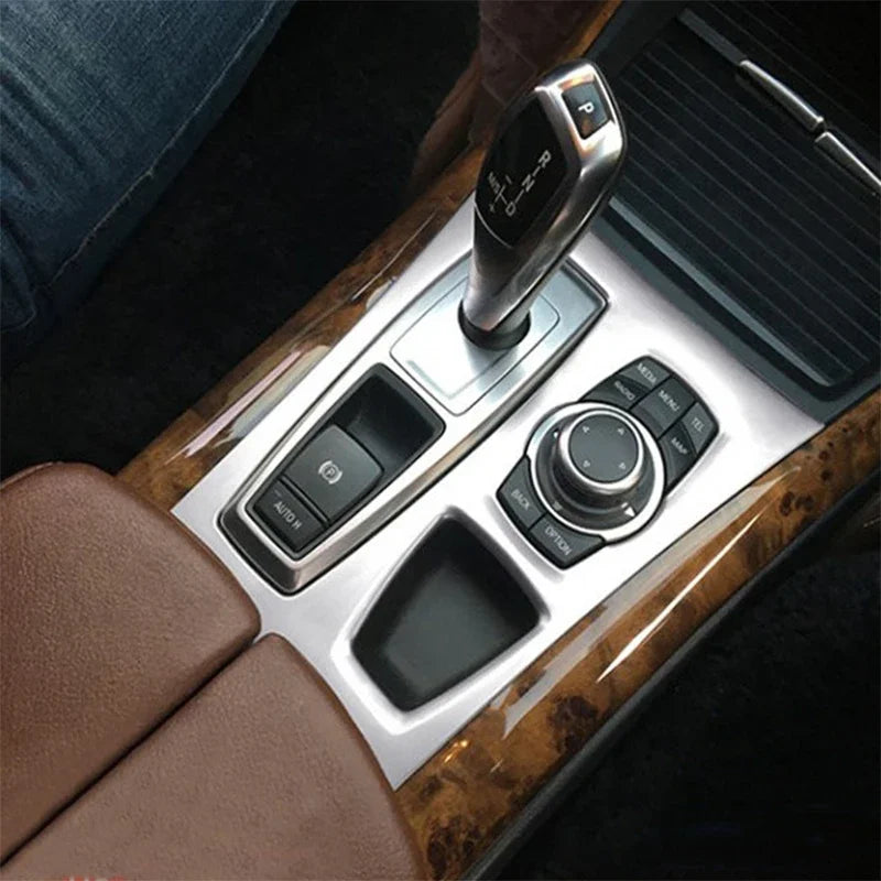Car Styling For BMW X5 X6 E70 E71 Console Gearshift Frame Decorative Trim Strips Stainle detail view