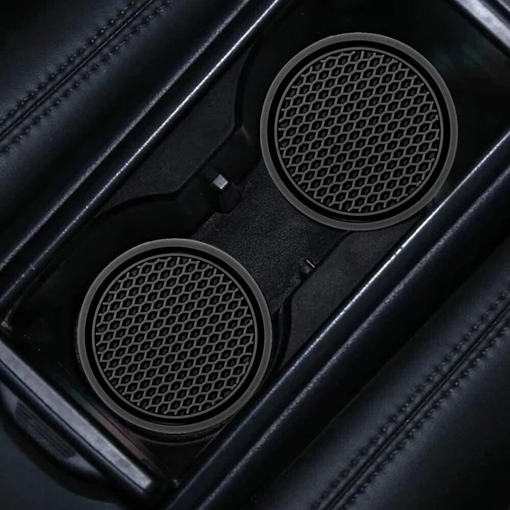 2pcs Black Car Auto Cup Holder Anti Slip Insert Coasters Pads Interior Accessories Unive detail view