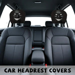 2/4PCS Creepy Face Car Headrest Covers Universal Dark Mystery Portrait Print Elastic Headrest Covers Halloween Style Car Gadgets