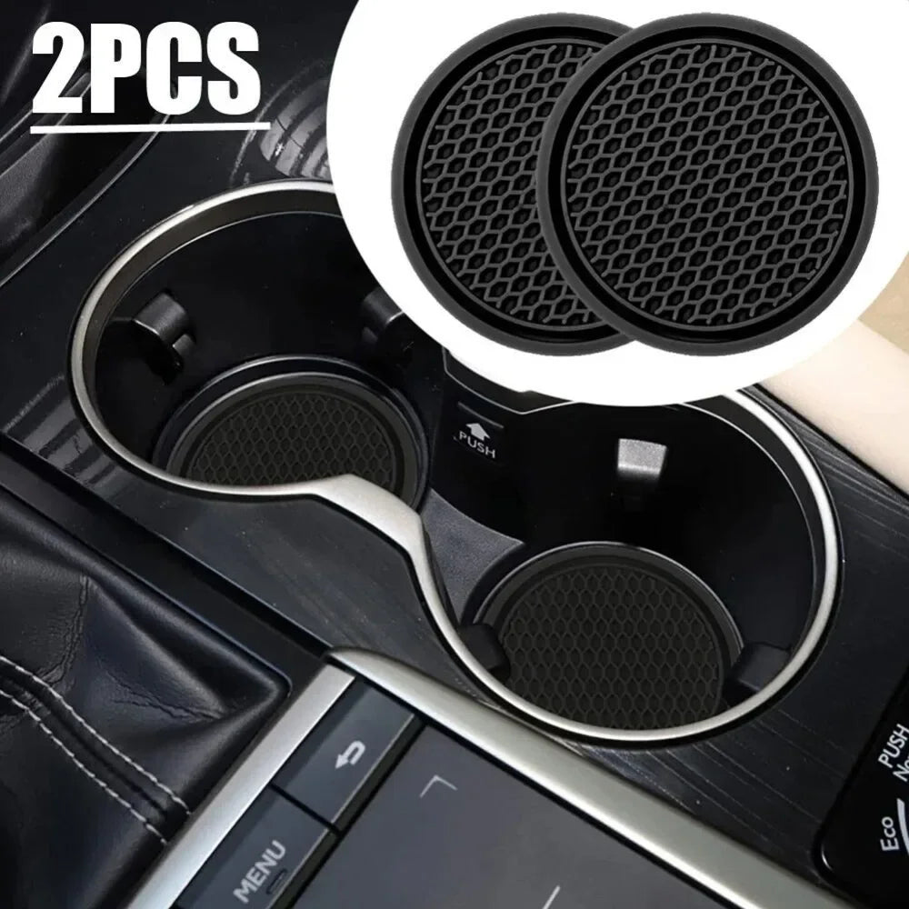 Black Car Cup Holder Insert Coasters 2 Pack alternate view