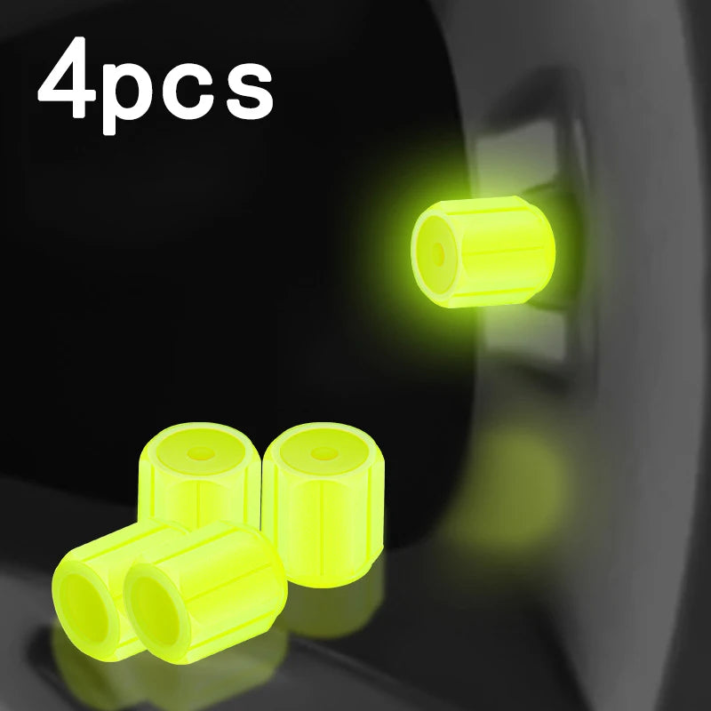 Luminous Tire Valve Caps 6 Colors Car Motorcycle Glowing Valve Cover Car Tire Wheel Hu close-up view