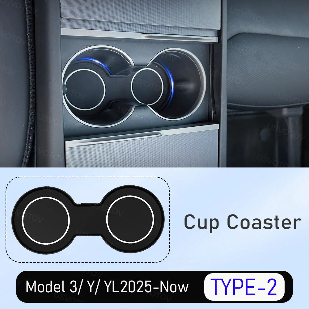 Tesla Cup Holder Insert & Armrest Box Organizer – TPE Center Console Protector for Mo alternate view