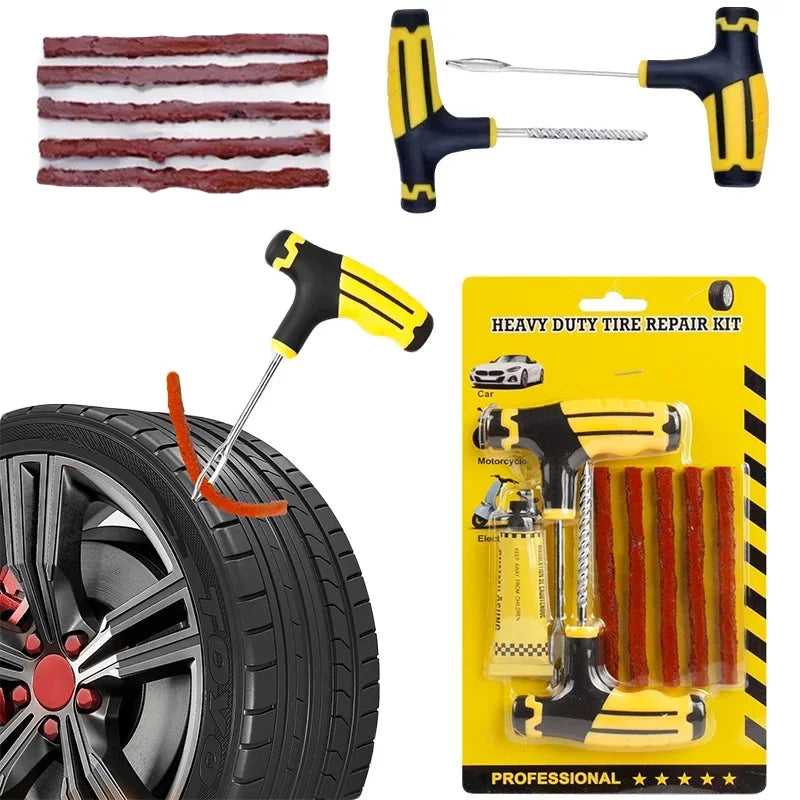 Car Tire Repair Kit Puncture Plug Tools Tyre Puncture Emergency for Tire Strips Stirring Glue Repair