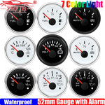 ZMFJH 7 Color Light 52mm Car Gauge Set | Fuel Water Level Voltmeter Oil Pressure Temp Gauge with Ala