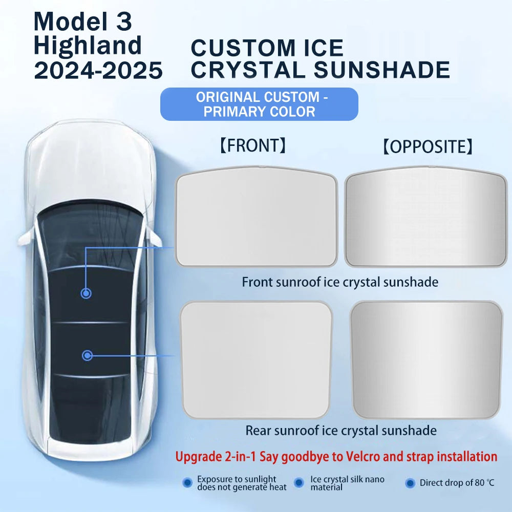 Tesla Model 3/Y Ice Cloth Buckle Glass Roof Sunshade | Sunroof Skylight Shade alternate view