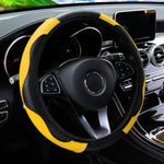 PU Carbon Fiber Leather Car Steering Wheel Cover without Inner Ring Suitable for 14.5- close-up view
