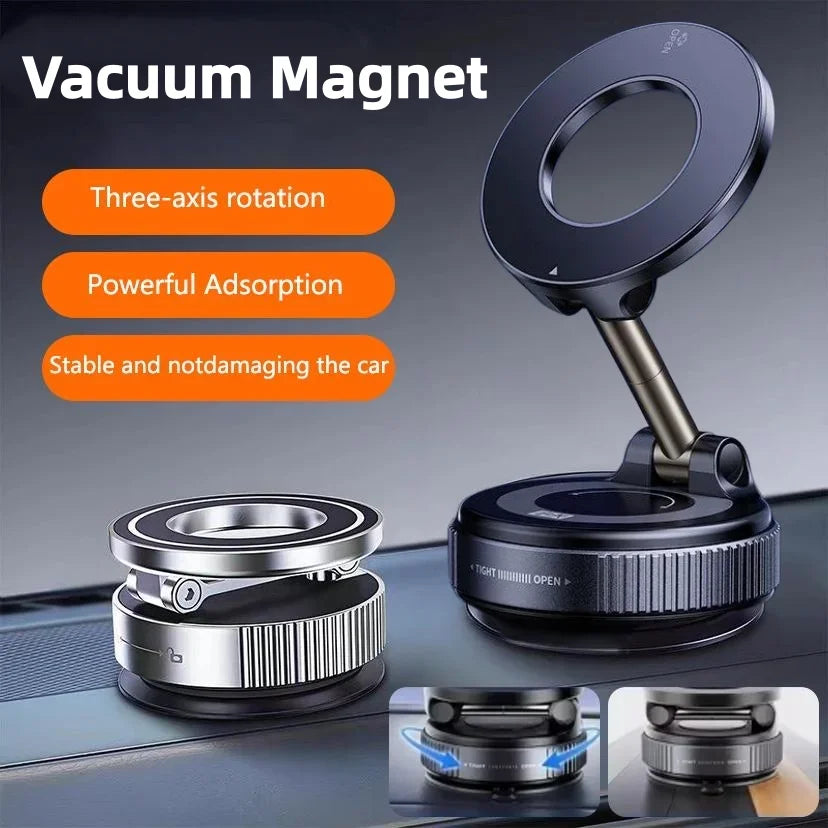 Foldable Magnetic Phone Holder | 360° Adjustable Vacuum Car Mount for Car, Desk, Bathroom